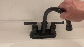 Glacier Bay Oswell 4 in Centerset 2 Handle High Arc Bathroom Faucet Review [upl. by Ahsenrad]