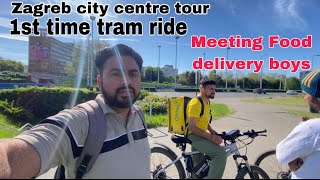 Zagreb city centre tour and iconic tram ride Meeting Croatia food delivery boys [upl. by Gladis624]