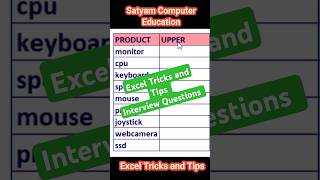 Interview Questions in Excel  Upper Formula in Excel  windows excel short excelshorts [upl. by Dittman]