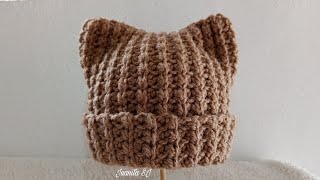 GORRO CON OREJITAS TEJIDO A CROCHET PASO A PASO TODAS LAS TALLAS [upl. by Julius209]