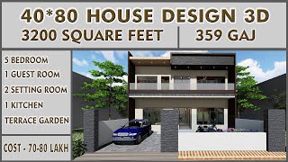 4080 House Design Plan 3200 sqft house design 4080 house plan  40 by 80 Home with Car Parking [upl. by Ezarra]