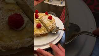 Crepe cake 15 crepes with cream cheese filling between each layer baking [upl. by Oleusnoc]