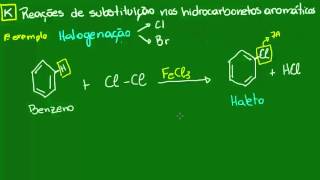 Reações de substituição nos hidrocarbonetos aromáticos  Química Orgânica  Química [upl. by Elnora629]