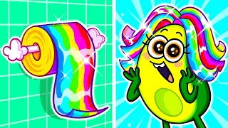 Rainbow Hair  Cool Beauty Hacks for Girls  Funny Cartoons by Avocado Couple [upl. by Oirom]