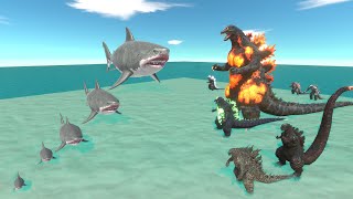 Megalodon Growing VS Godzilla Evolved Team  Godzilla Best Fight [upl. by Eimas990]