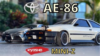 Custom MiniZ RC drift track Kyosho miniz Toyota Sprinter Trueno AE86 drifting [upl. by Yoc440]