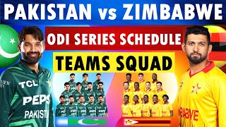 Pakistan vs Zimbabwe ODI series schedule 2024 amp teams squads Pakistan Squad  Zimbabwe Squad [upl. by Mussman145]