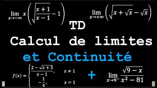 LIMITES ET CONTINUITÉ  Exercices de calcul de limites et détude de continuité à ne pas rater [upl. by Esilana931]