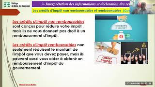 20210108Les crédits dimpôt non remboursables et remboursablesQuébec [upl. by Nereus]