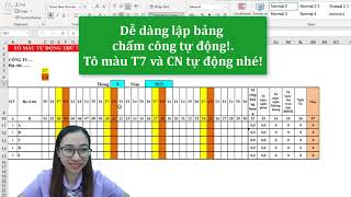 Cách tô màu bảng chấm công tự động tô màu có điều kiện trong excel  Nguyễn Thị Hường [upl. by Noorah182]