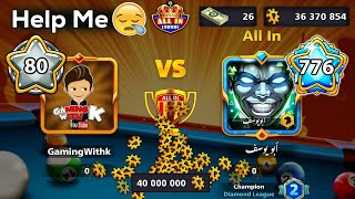 Level 80 Vs Level 776 😭 Table All in 8 ball pool Gamingboylee [upl. by Stimson848]