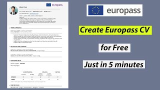 Create Free Best CV for Europe  Europass CV for Europe jobs  Europass CV Formats [upl. by Sutherlan]