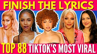 FINISH THE LYRICS  Most Popular Viral TikTok Songs 20212023📀MEGA CHALLENGE📢🎵 [upl. by Rawdon]