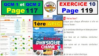 Exercices ETINCELLE QCM 1et 2 et EXE 10 P 117119 1ère APIC  Conducteurs et isolants électriques [upl. by Neirbo]