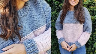 TUTORIAL SUÉTER TRICÔ OVERSIZE FÁCIL E RÁPIDO [upl. by Daphna]