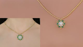 DIY Beaded Pendant Necklace with Pealrs and Crystal Bicones How to Make Beaded Jewelry 手工串珠项链教程 [upl. by Wester]