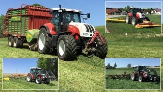 1 SCHNITT 2018  Gras silieren  Steyr 6230 CVT  Steyr 4085 Kompakt [upl. by Mcclees]