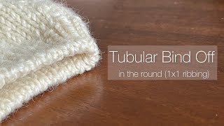 Tubular Bind Off in the Round 1x1 ribbing [upl. by Lasky]