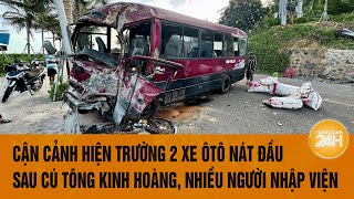 Cận cảnh hiện trường 2 xe ôtô nát đầu sau cú tông kinh hoàng nhiều người nhập viện [upl. by Truc]