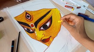 Maa Durga Drawing Durga Mata Drawing With Oil Pastel Tutorial 😍 [upl. by Quirk]