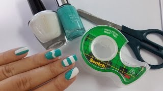 5 diseños de uñas FÁCILES con cinta adhesiva [upl. by Burnham]