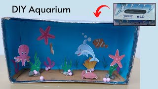 DIY Fish aquarium using empty tissue box for school project  Easy kids craft tutorial Fish aquarium [upl. by Ellevehc]