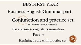 Conjunction and its practice set  BBS 1st year english  by study material [upl. by Eidnar]