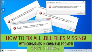 HOW TO FIX ALL DLL FILES MISSING IN WINDOWS 1087 WITH COMMAND IN COMMAND PROMPT  2021 EDITION [upl. by Zeiler]