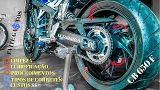 Como Limpar e Lubrificar a Corrente Da Nova CB 650 F Sem sair de casa [upl. by Derk]