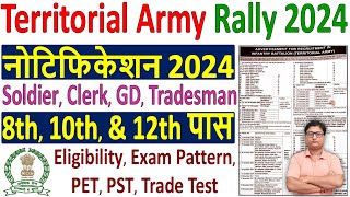 Territorial Army Rally Bharti 2024 🔥 Territorial Army Soldier GD Vacancy 2024 🔥 TA Army Vacancy 2024 [upl. by Latreece]