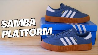 Adidas Samba Platform Sambarose  review of leather trainers in blue jeans color [upl. by Dulcy730]