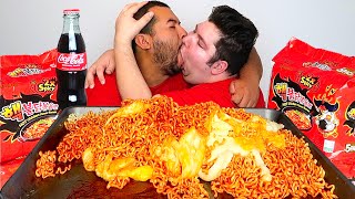 WHY WE CANT BREAK UP • SPICY CHEESY FIRE NOODLES • Mukbang amp Recipe [upl. by Manly803]