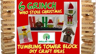 Dollar Tree Grinch Crafts  Tumbling Tower Block DIY [upl. by Airemahs]