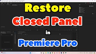 How to Restore Accidentally Closed Panel in Adobe Premiere Pro  Reset to Saved Layout [upl. by Richie]