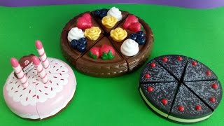 Toy velcro cutting Cakes toy food chocolate cake strawberry cream birthday cake toy video for babies [upl. by Polinski883]