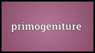 Primogeniture Meaning [upl. by Barlow]