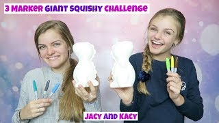 3 Marker Giant Squishy Challenge  Jacy and Kacy [upl. by Zechariah550]