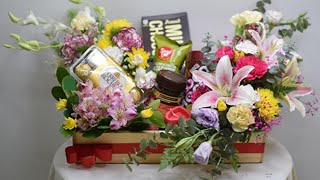 DIY Flower Gift Hampers  Perfect for christmas flowerbarmumbai flowers [upl. by Ahsilac611]