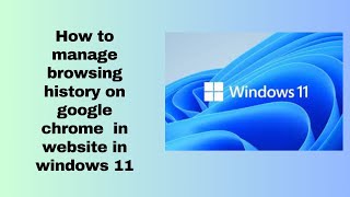 How to manage browsing history on google chrome in website in windows 11 [upl. by Riabuz39]