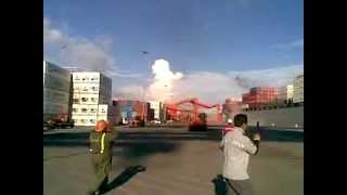 Container gantry crane falls over [upl. by Angie]