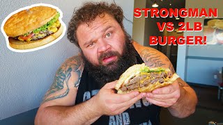 Strongman Takes On GIANT Burger Challenge [upl. by Tallula850]