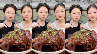 Eating Braised Pork Cheek with Ms YUANYUAN  Big Mouth Qiuqiu [upl. by Selig]