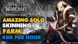 World of Warcraft Dragonflight Solo Skinning Farm  Fast and Easy Gold [upl. by Aremus]