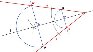 Dibujar dos rectas tal que una de ellas pase por A y la otra por B y la recta t resulte su bisectriz [upl. by Prue537]