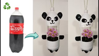 con BOTELLA DE PLASTICO RECICLADA MACETA PANDA increible manualidad de reciclaje [upl. by Gainor42]