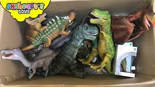 100 DINOSAUR TOYS IN A BOX Skyheart opens jurassic world dinosaurs for kids trex figures [upl. by Nodnelg285]