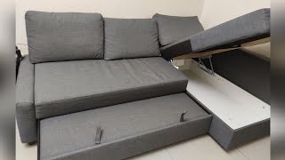 IKEA FRIHETEN Sofa Come Bed with Storage Unboxing and Assembly [upl. by Moise]