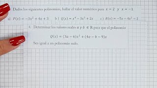 VALOR NUMÉRICO DE UN POLINOMIO Y POLINOMIO NULO  Cuadernillo UNS [upl. by Mellar]