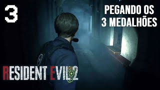 Resident Evil 2 Remake Leon A  Parte 3  Pegando os 3 Medalhões [upl. by Eahsat]