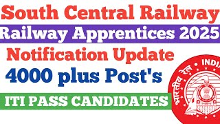 Railway Apprentices 2025  South Central Railway  Notification Update RRC SCR APPRENTICE [upl. by Norina790]